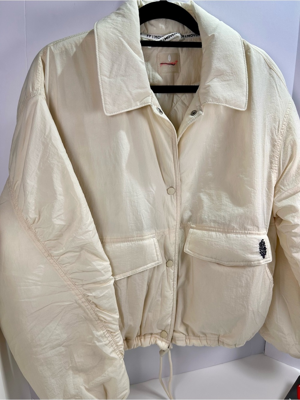NWT Free People Movement Off The Bleachers Coaches Jacket Cream Size S